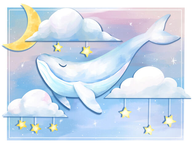 Painting watercolor whale